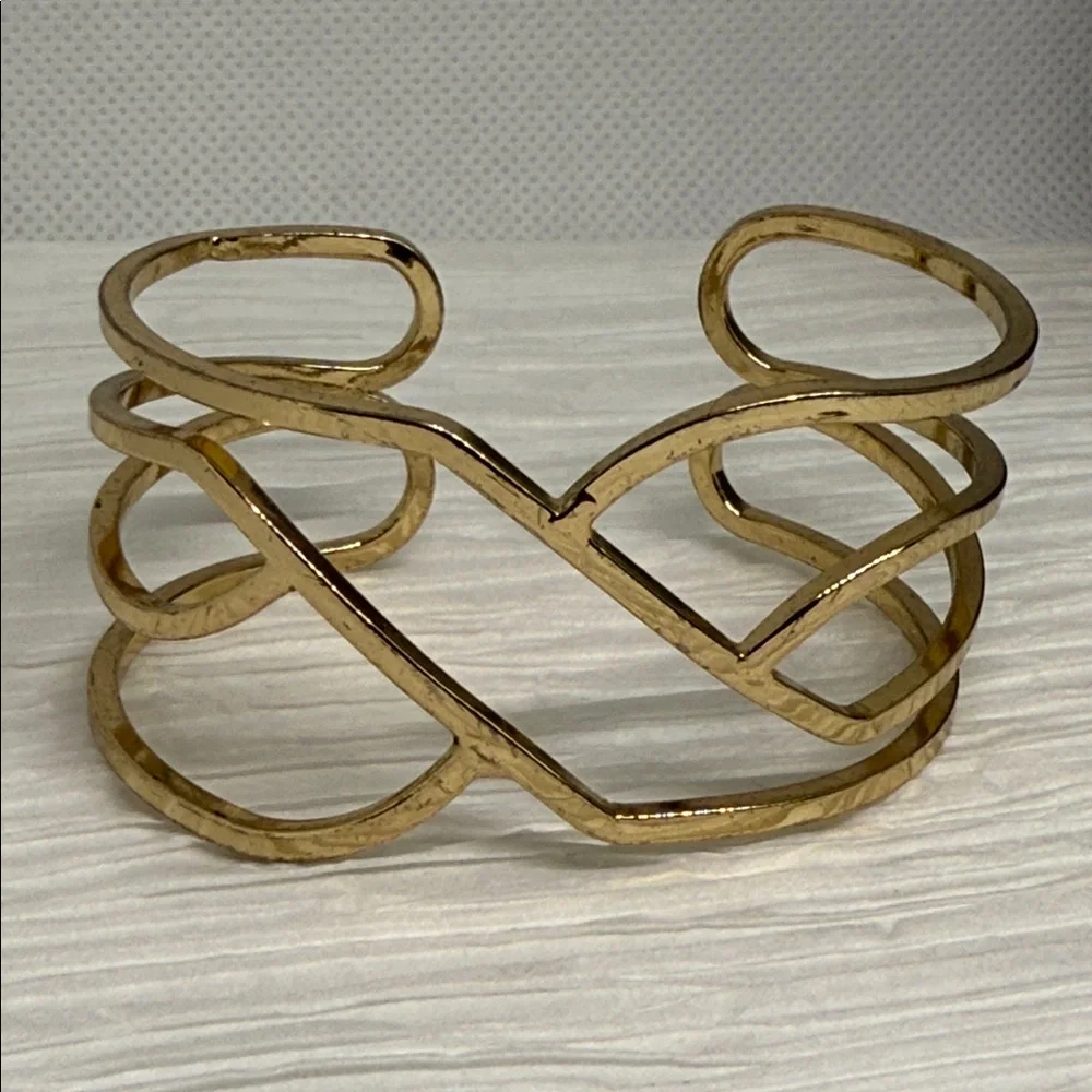 Small semi flexible GoldTone Women's Cuff geometric open statement cuff bracelet